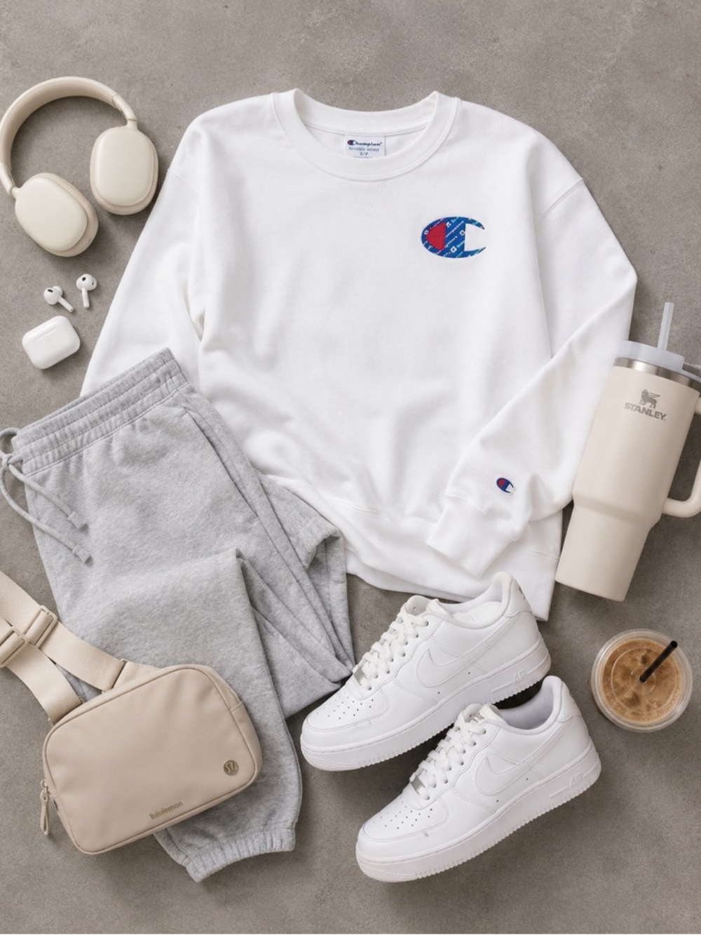 Champion White Big C Logo Crewneck Sweatshirt Pullover

: